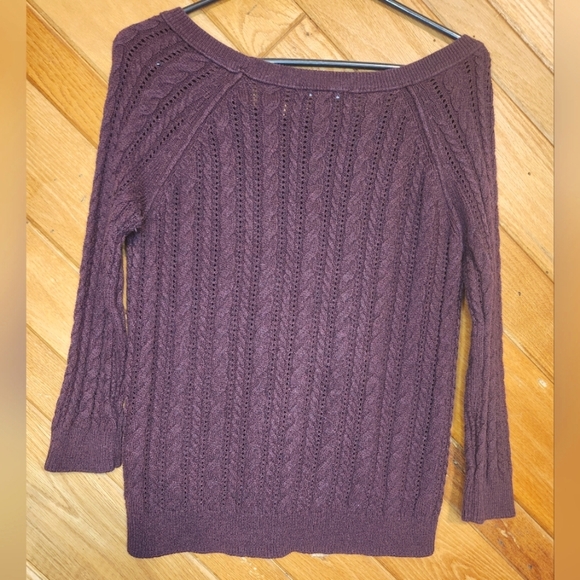 American Eagle purple long sleeved boat neck cable knit sweater size xs - Picture 5 of 7
